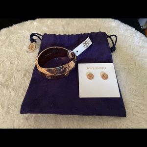 Tory Burch bangle bracelet and earrings